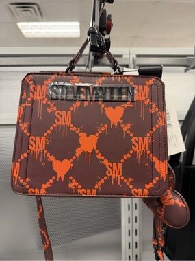Steve Madden Bleeding Heart Bevln  Crossbody Bag in Brown with Orange Print